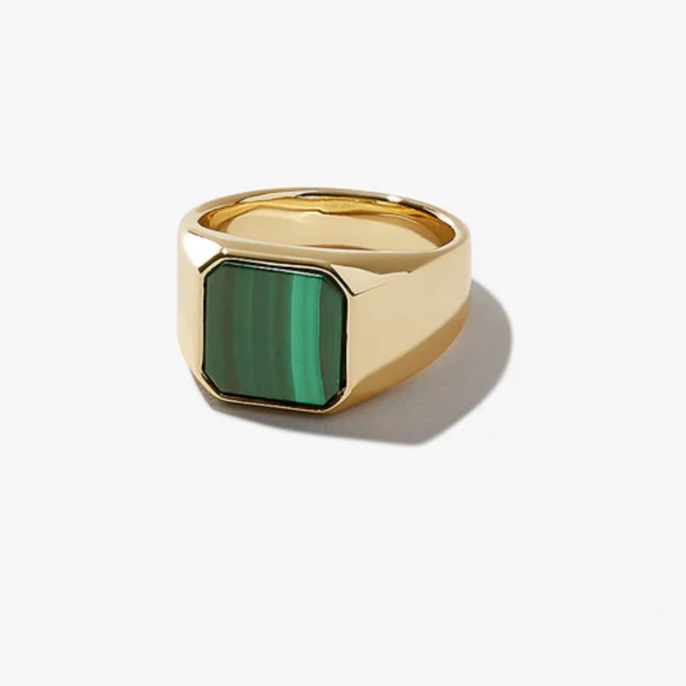 Ana Luisa Michelle Square Signet Emerald Green size 5